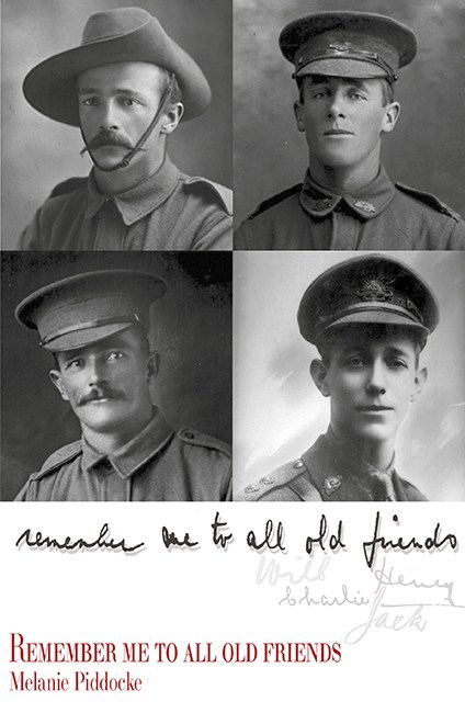 Front cover of 'Remember me to all old friends' showing photographs of Fryer family members in military uniforms
