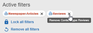 Remove one active filter by X