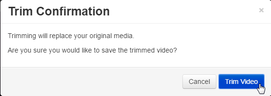 Clicking the trim video button