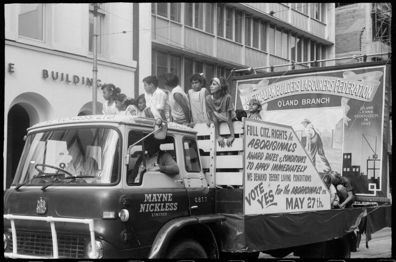 Photo of Aboriginal children campaigning for a 'Yes Vote', 1 May 1967