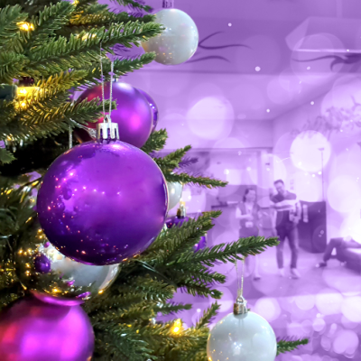 Christmas decorations in the Duhig Tower entrance.