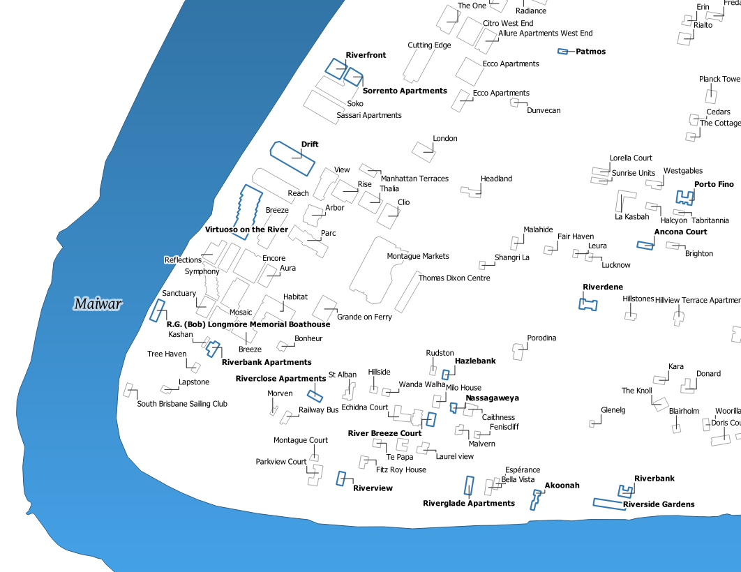 Map of westend. Description below.