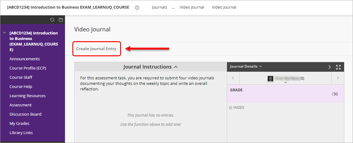 create journal entry