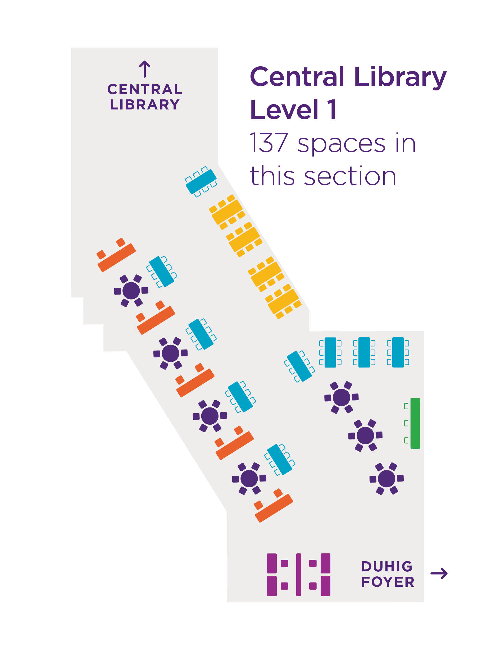 Floor plan for new section of level one, Central Library, UQ St Lucia campus.