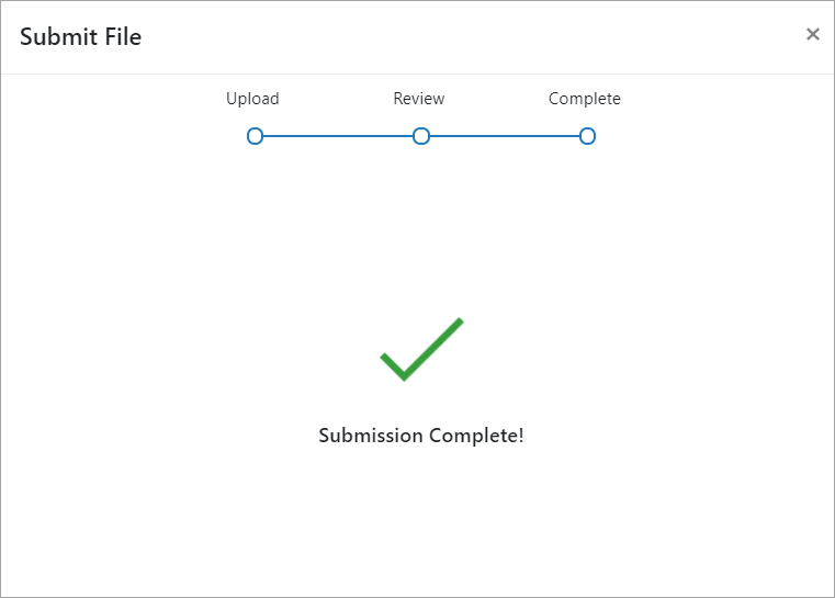 successful submission message