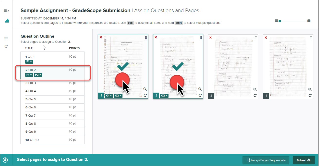answers over multiple pages