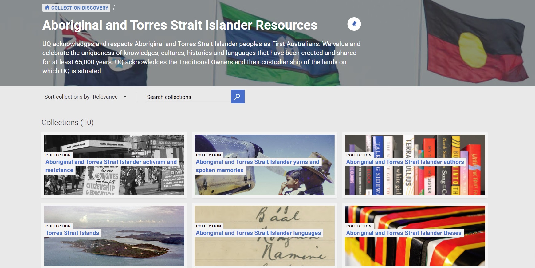 Ten collections featured within Aboriginal and Torres Strait Islander Resources