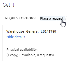 Place a request for a Warehouse item