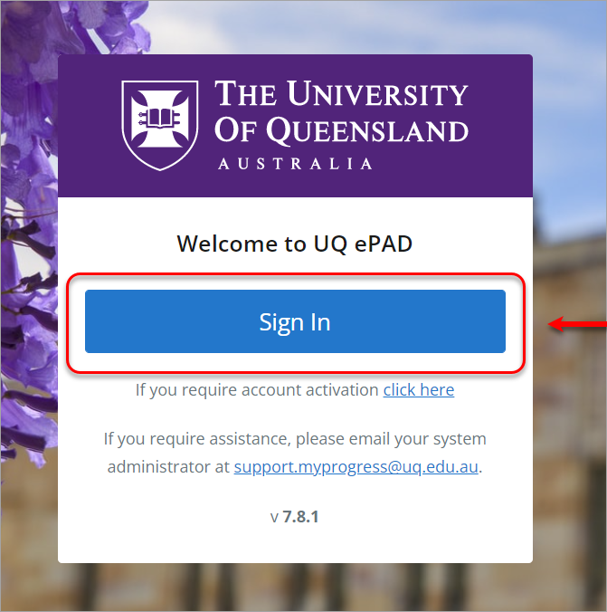 sign in button highlighted