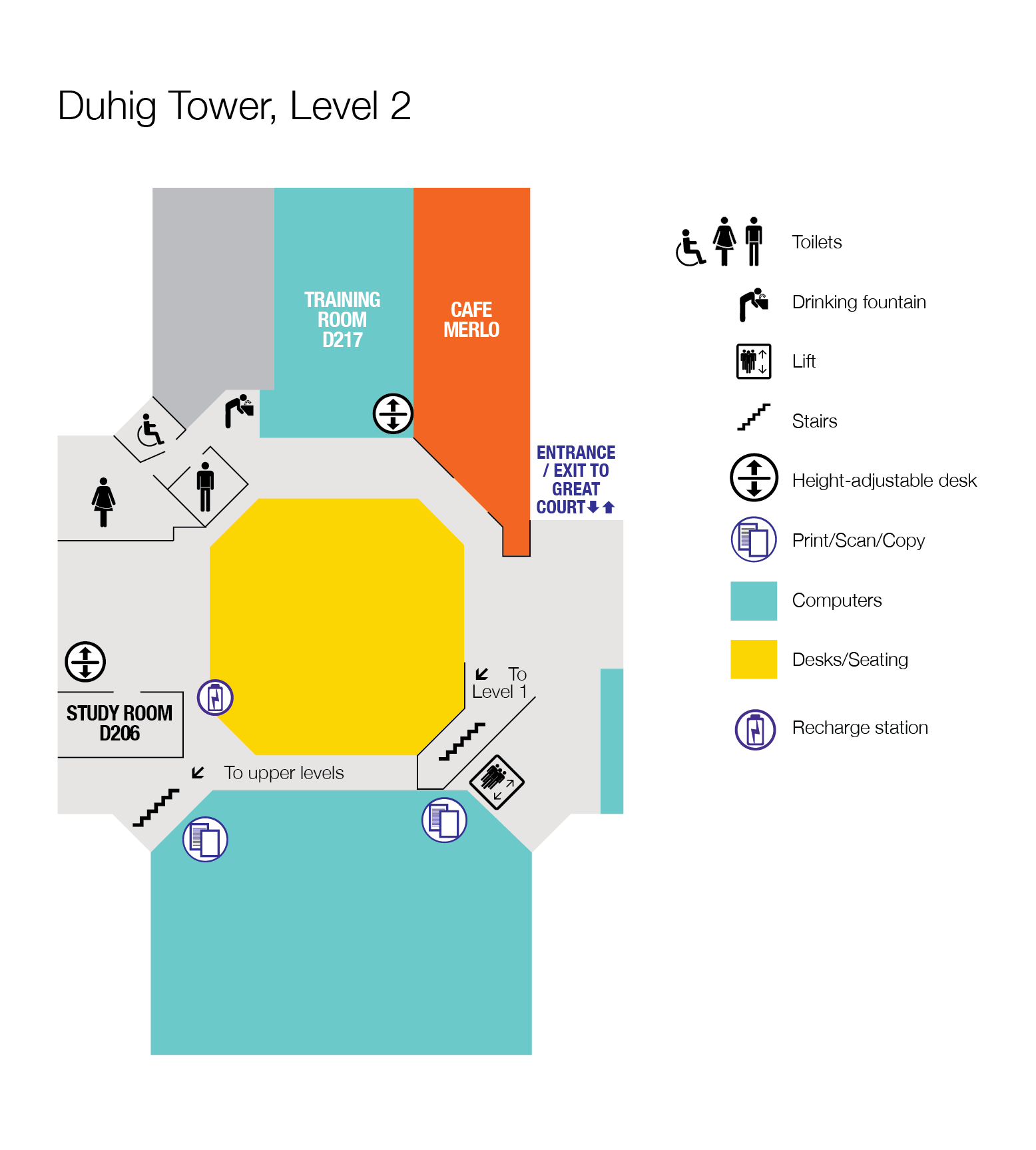 Floor plan Duhig Tower, Level 2. Click for a larger image.