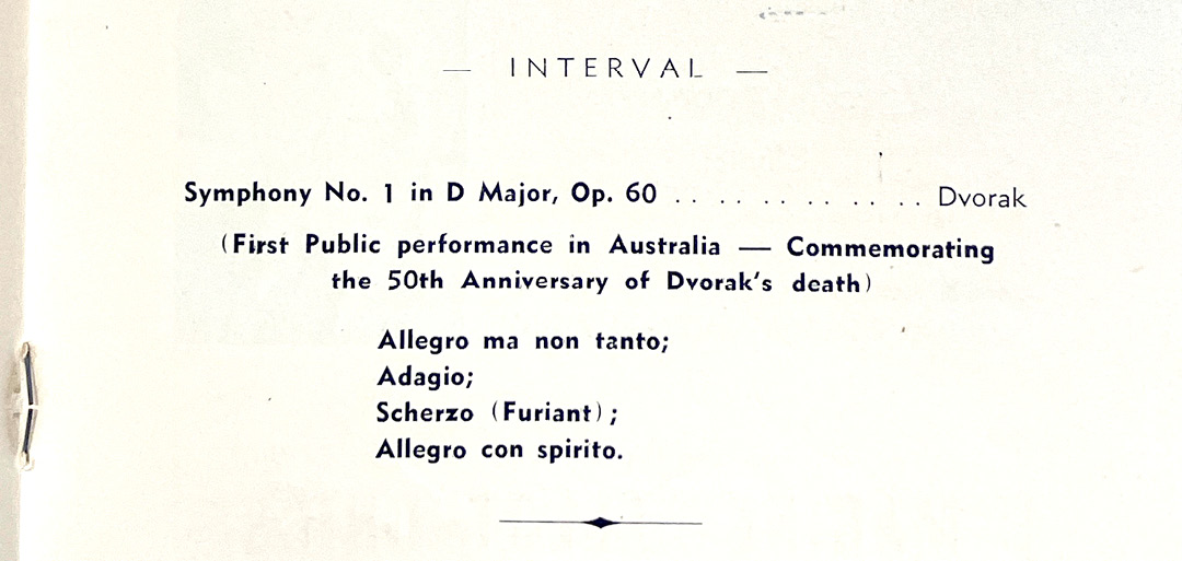 Excerpt of concert program starting from the interval. Extended description in caption.