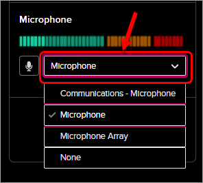 microphone options highlighted
