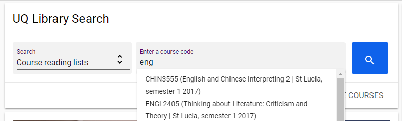 Select Course Reading Lists search category.