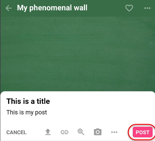 the post button is highlighted