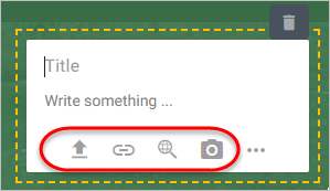 the upload, link, search and camera buttons are highlighted