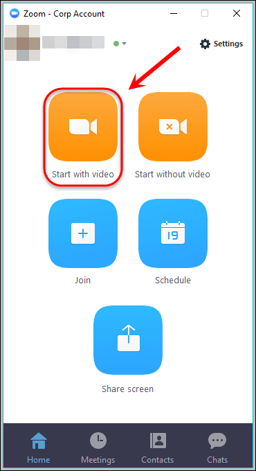 the start with video button is highlighted