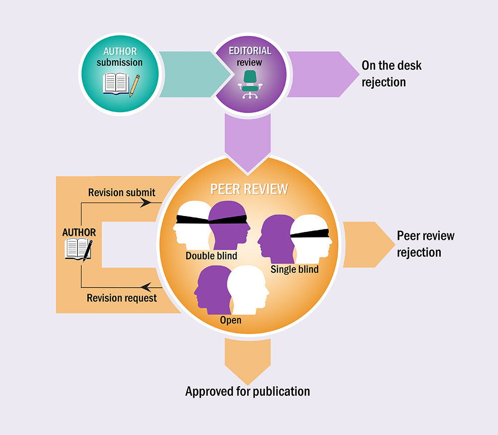 Diagram of the peer review process after article submission, illustrating the description covered in the text.