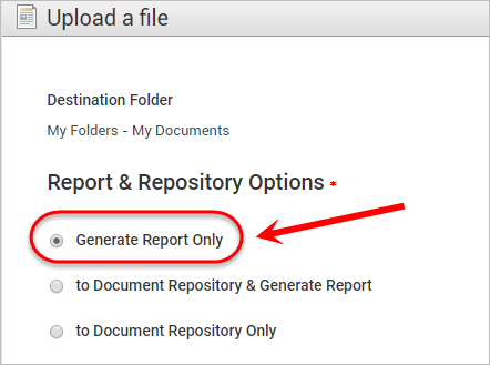 the generate report only option is highlighted