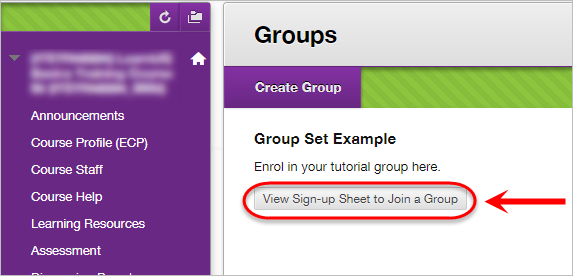 view sign-up sheet button is highlighted