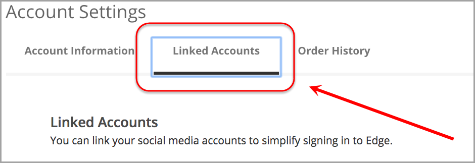 in account settings, linked accounts tab selected