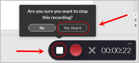 ​​stop button and confirmation