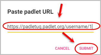 the url and submit button are highlighted