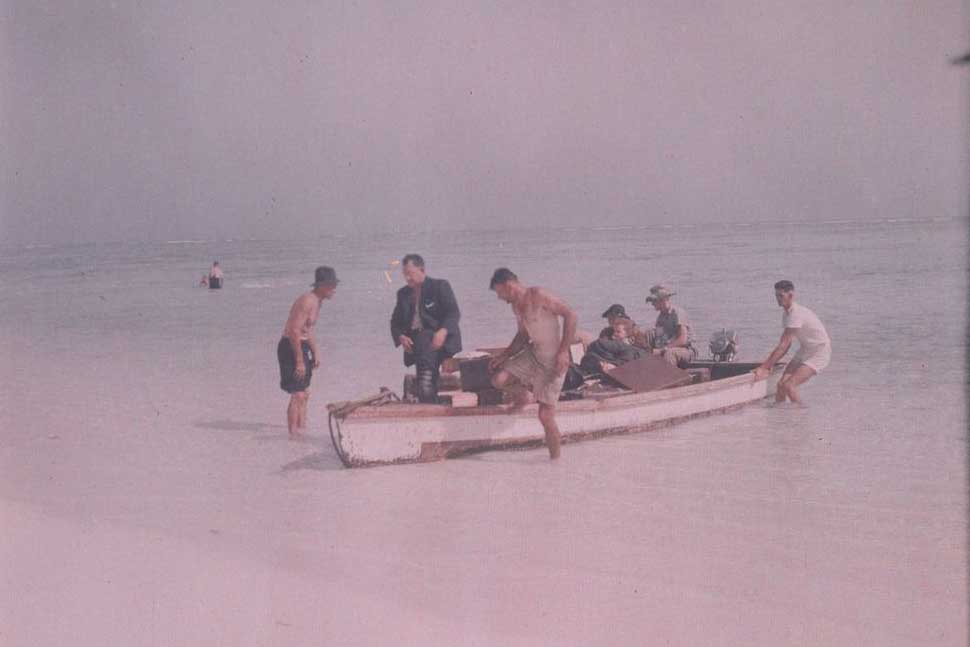  Group in motorboat, Heron Island, c1935 