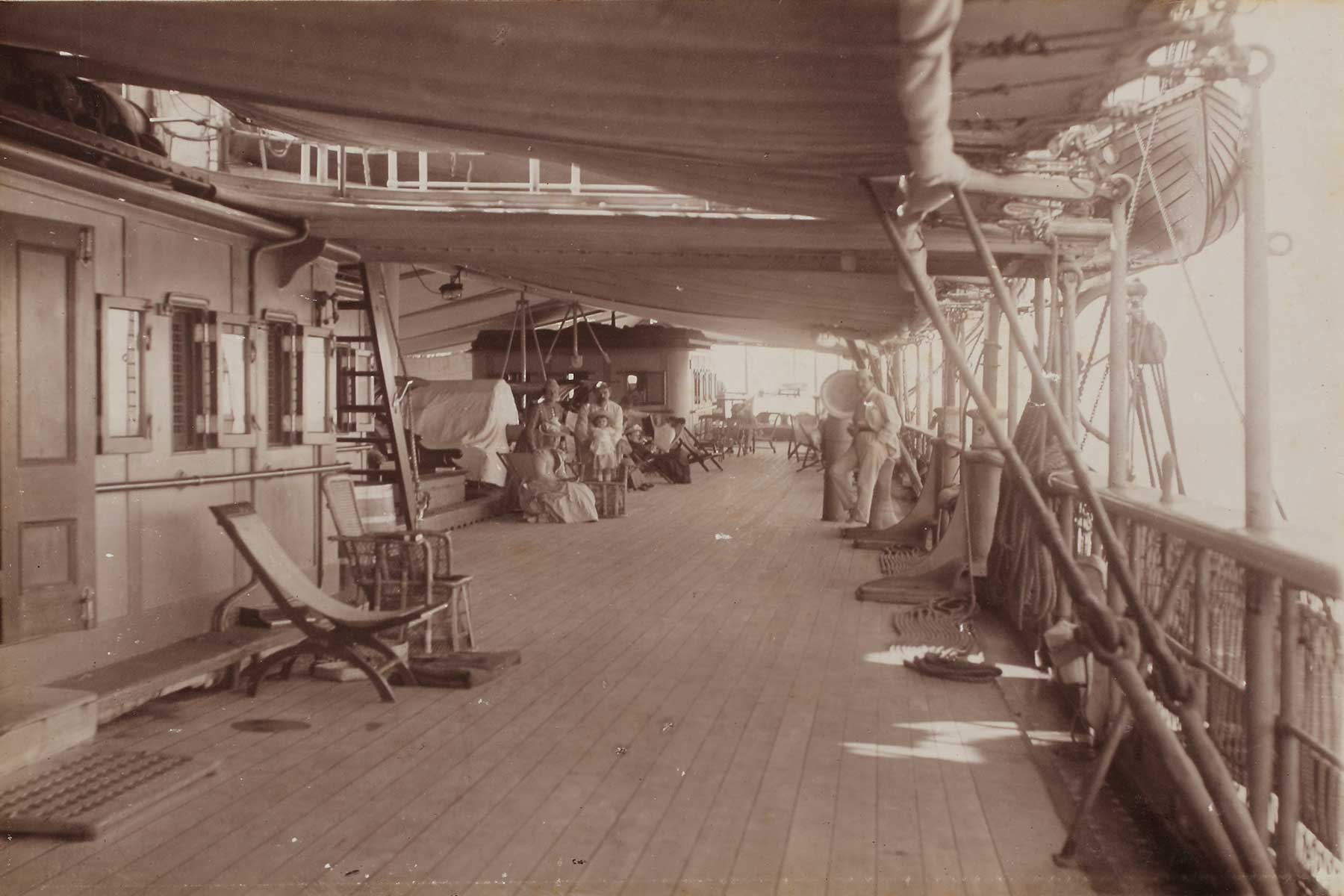 Passengers on the Quarter Deck, SS Chusan, in the Bay of Bengal, December 1890