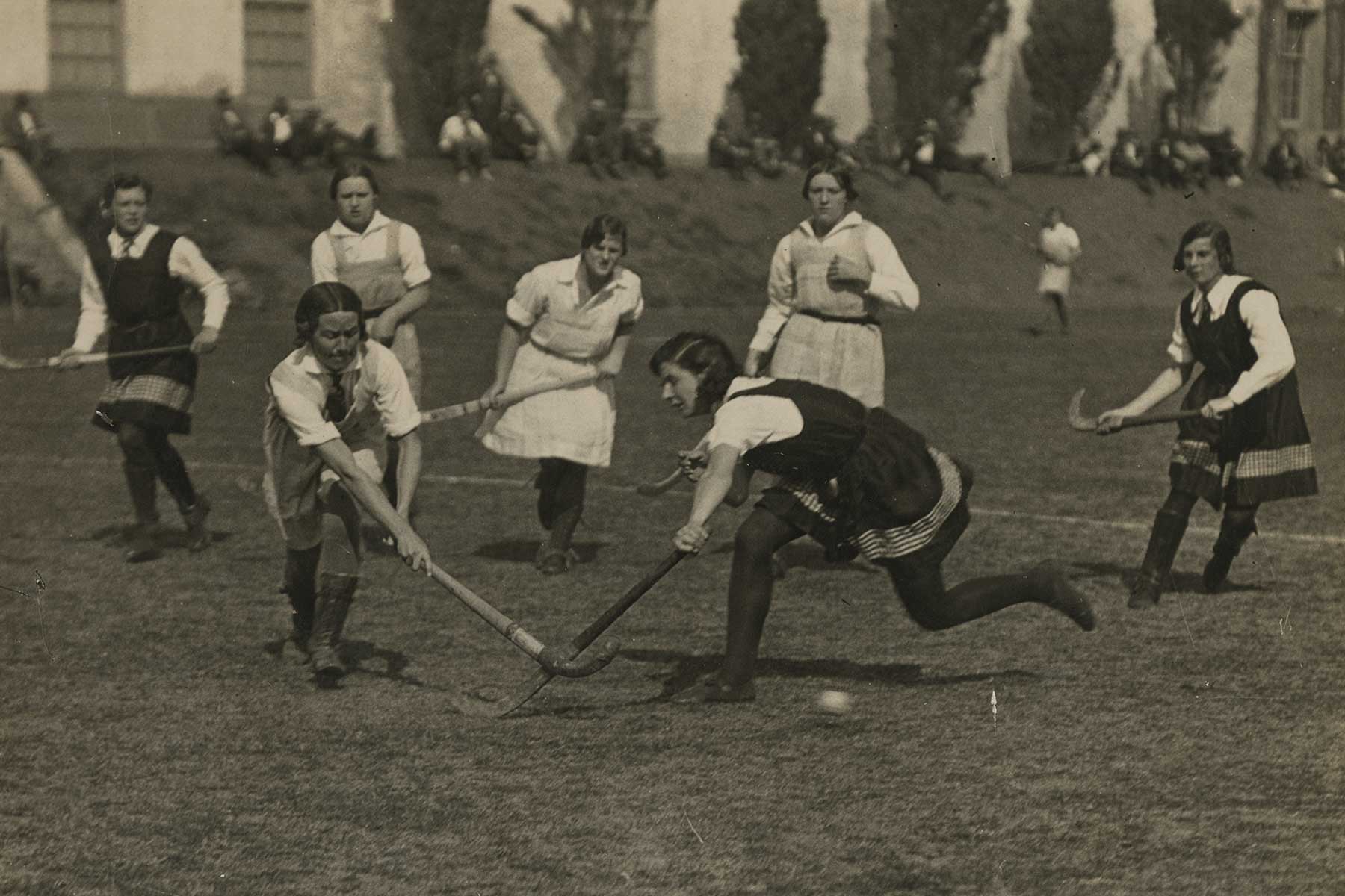 Womens hockey match, UQ verses Adelaide University, 1932