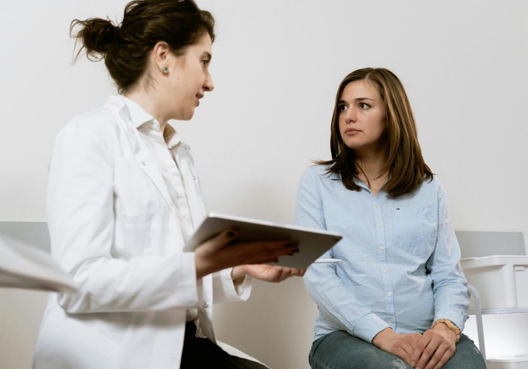 Two people having discussion