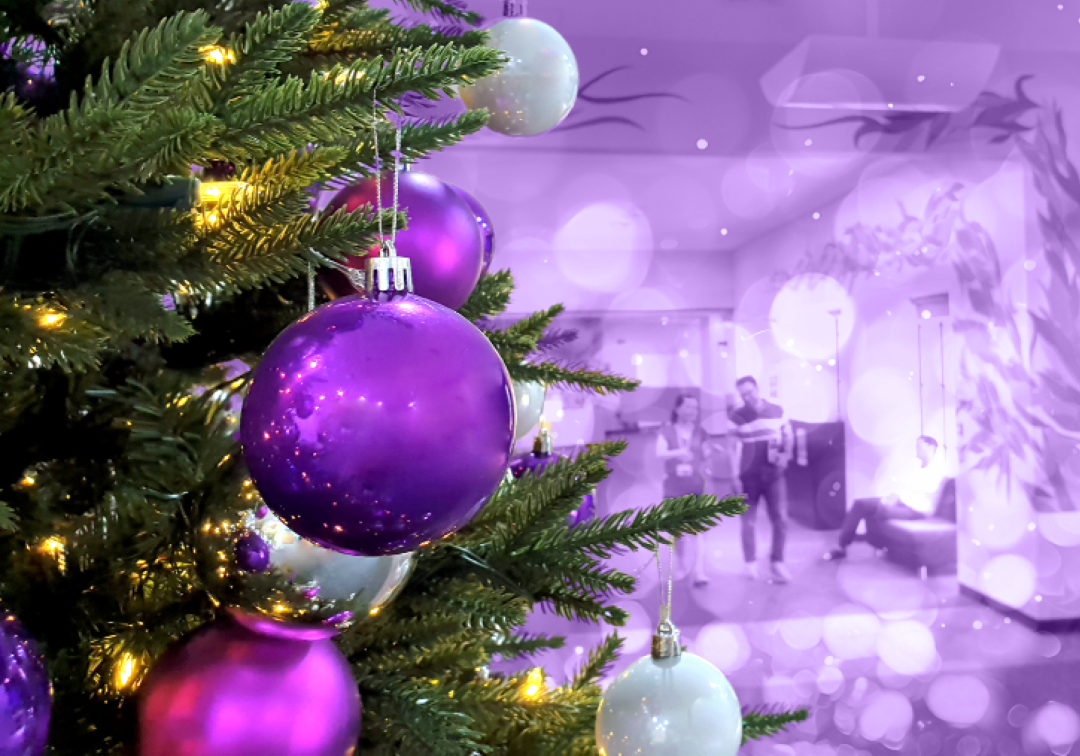 Christmas decorations in the Duhig Tower entrance.