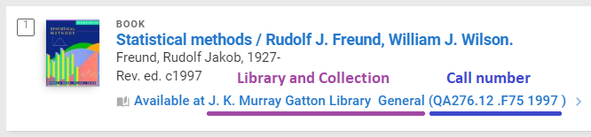 Library Search record indicates book is available at JK Murray Gatton Library (general collection) and call number is displayed.