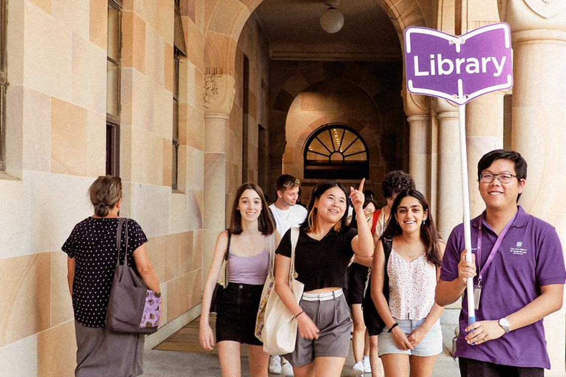 group of students on a library tour