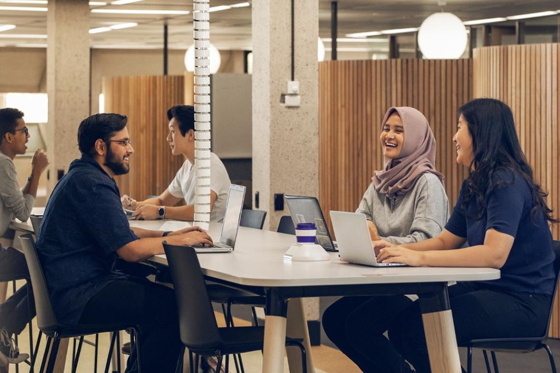 group of students in central library