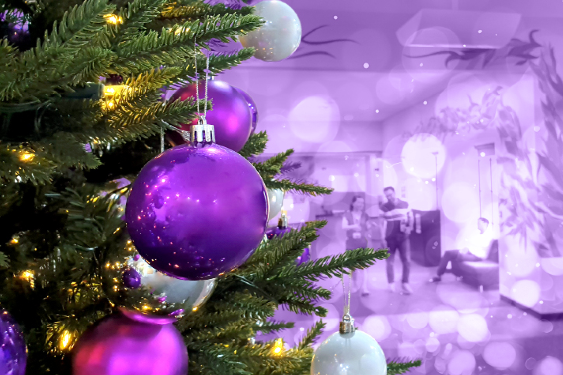 Christmas decorations in the Duhig Tower entrance.