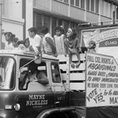 Photo of Aboriginal children campaigning for a 'Yes Vote', 1 May 1967